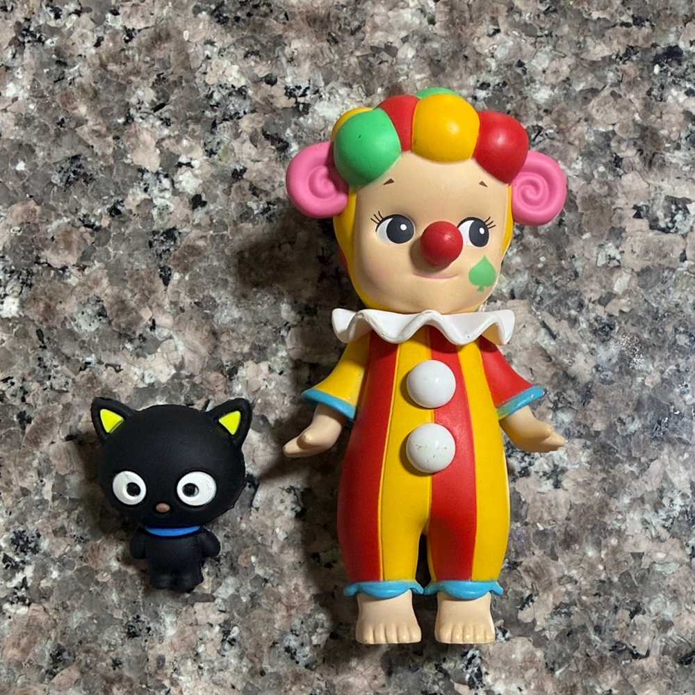 Colorful Clown and Black Cat Toy Set